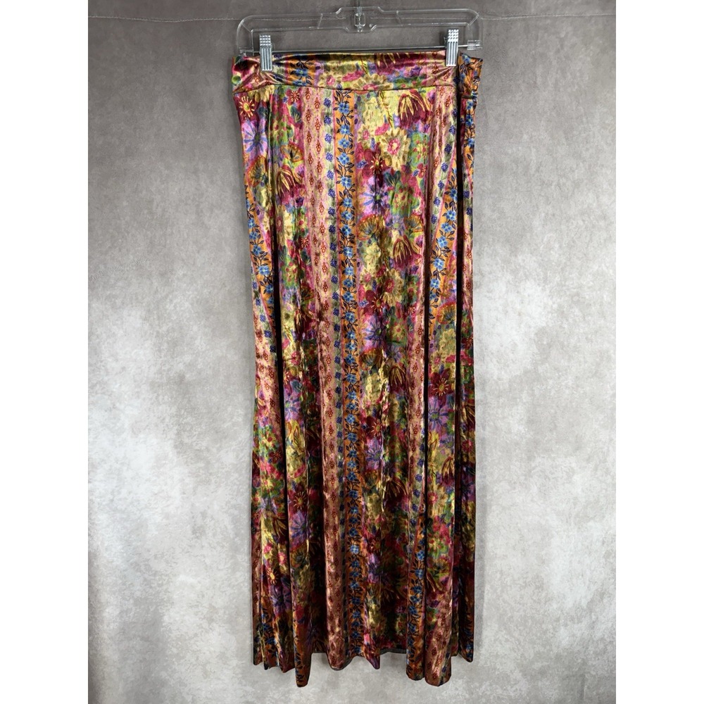 Natural Life Floral Velvet Velour Boho Hippie Maxi Skirt In Multi Women's Size M